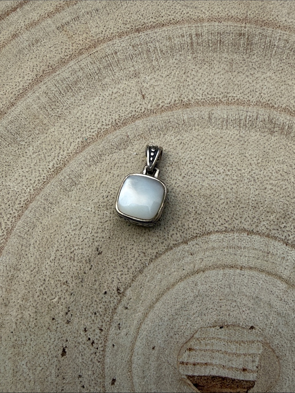 Sterling Silver 925 White Mother-of-Pearl and Turquoise Pendant Pendant Charm